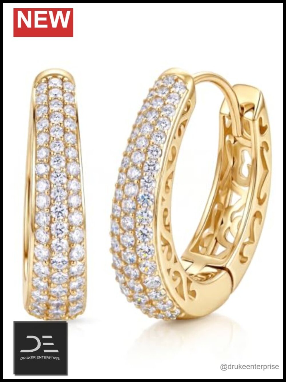 Sparkling Moissanite Huggies Hoop Earrings 22MM 1.4CT